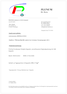Cordyceps Kapseln - Cordyceps Extrakt - Labor-Analyse-Zertifikat