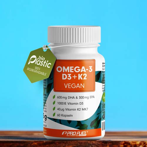 vegan Omega-3 Kapseln mit Algenöl, Vitamin D3 und K2 (Essentials)