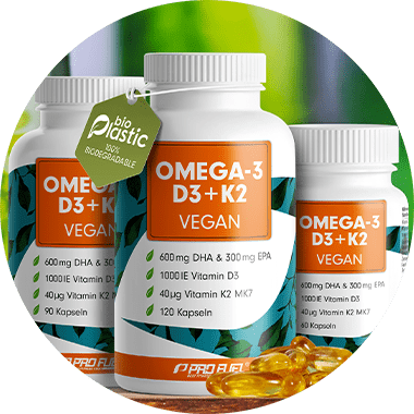 vegan Omega-3 mit Vitamin D3 + K2 von ProFuel - vegane Essentials
