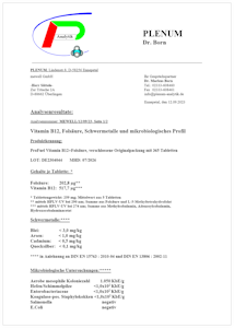 Vitamin B12 + bioaktive Folsäure - Labor-Analyse-Zertifikat
