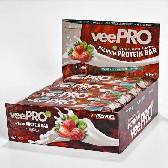 vegane Proteinriegel - vegan Eiweissriegel - veePRO Erdbeere Geschmack