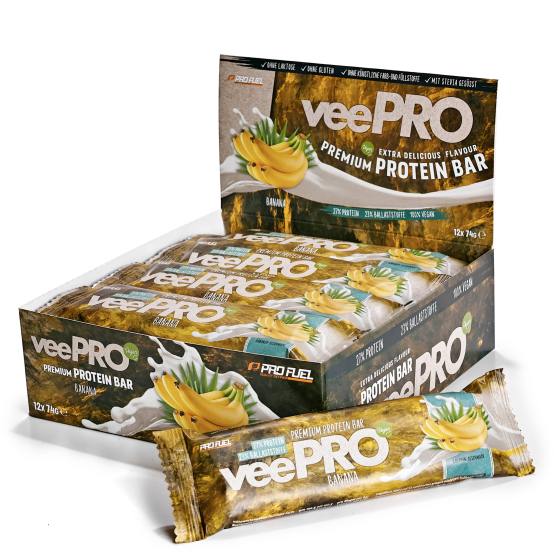 veePRO Proteinriegel | Banane | Einzeln & 12er SparPack