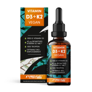 Vitamin D3 + K2 Vegan - hochdosiertes Vitamin D3 und...