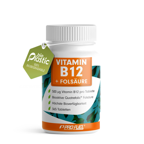 VITAMIN B12 + FOLSÄURE | Vitamin B12 hochdosiert & bioaktive Folsäure | 365 Tabletten