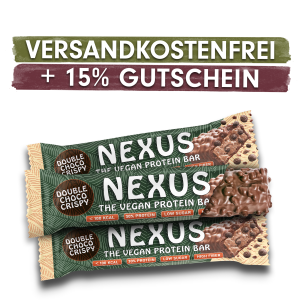 NEXUS Proteinriegel | Double Chocolate Crispy | 3er ProbePaket + 15% Gutschein